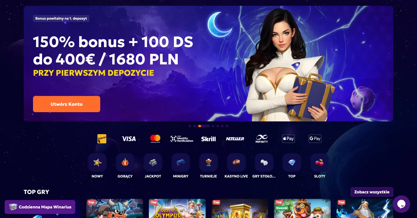 Logowanie do konta gracza w WINARIUS Casino